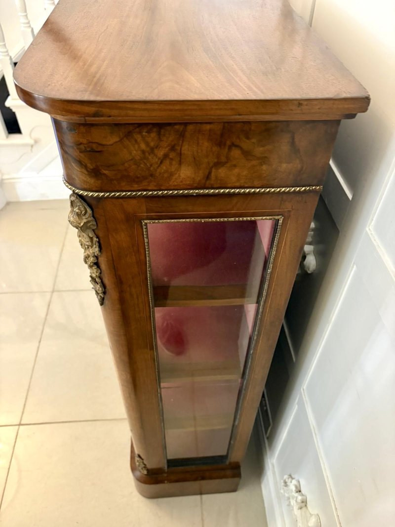 Antique Victorian Quality Inlaid Burr Walnut Pier Cabinet